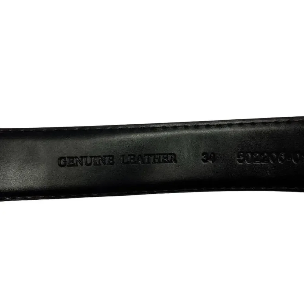 Belt Men's 34 Black Genuine Leather With Inside Zipper Pocket Unbranded